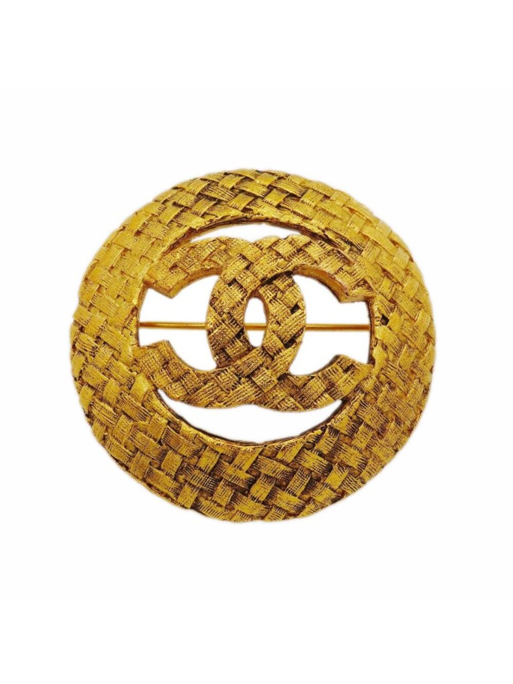 Chanel Brooch Vintage CC Logo Round Circle Gold Plated